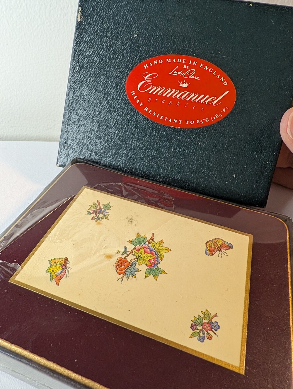 Vintage Lady Clare Butterfly Regal Hardboard Placemats 4 NIB English Table Mats